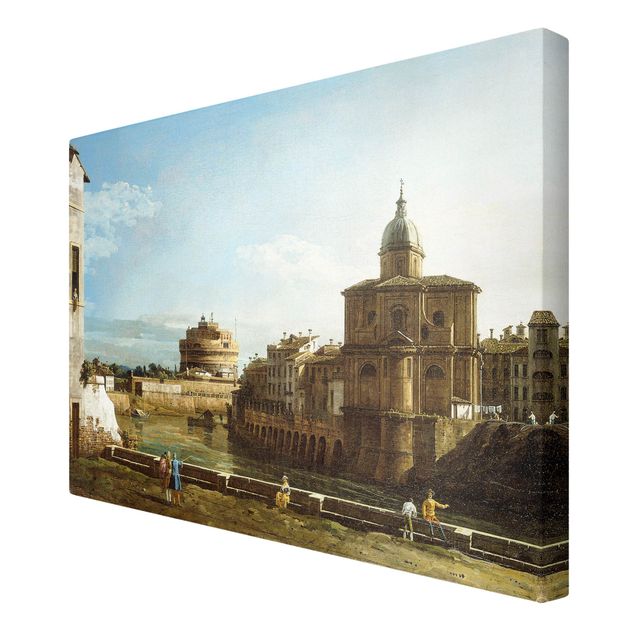 Quadri tela Italia Bernardo Bellotto - Veduta di Roma sulle rive del Tevere