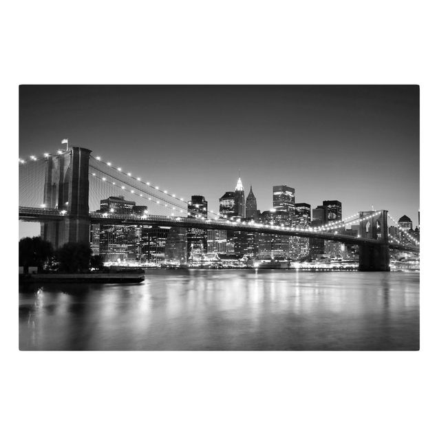 Quadri moderni bianco e nero Ponte di Brooklyn a New York II