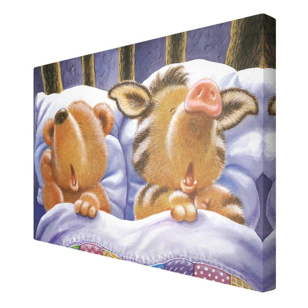 Stampe su tela animali Orsetto Buddy - A letto