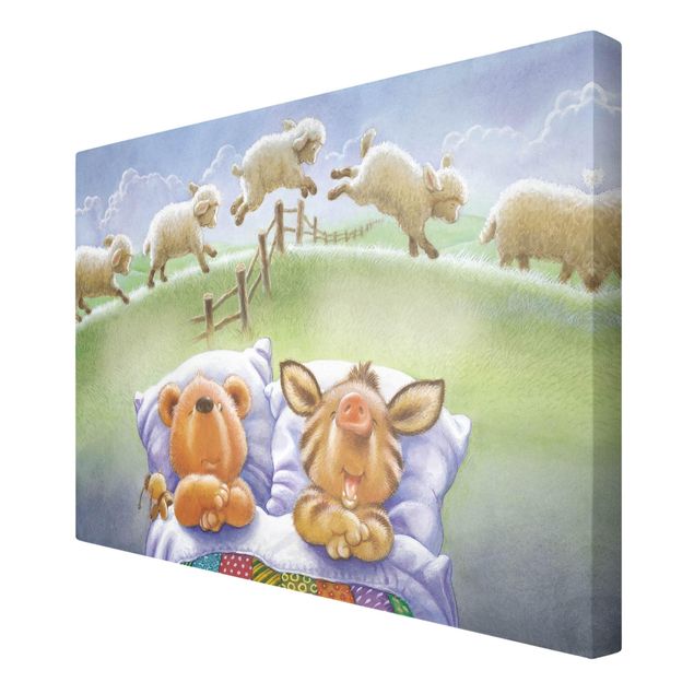Quadri su tela animali Orsetto - Contare le pecore