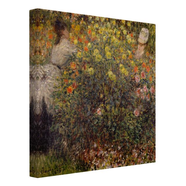 Stile di pittura Claude Monet - Due signore nel giardino fiorito