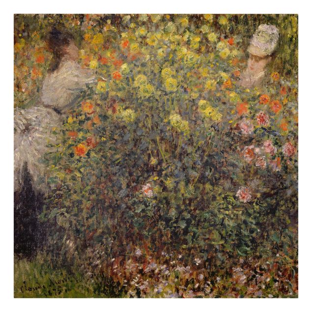 Quadro moderno Claude Monet - Due signore nel giardino fiorito
