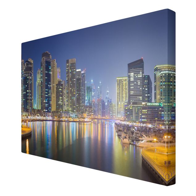 Stampe su tela città Dubai Skyline di notte