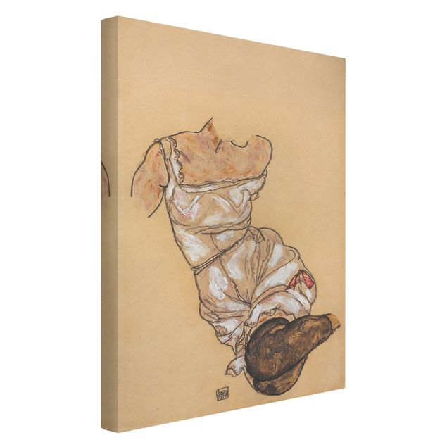 Quadri moderni per arredamento Egon Schiele - Torso femminile in biancheria intima e calze nere