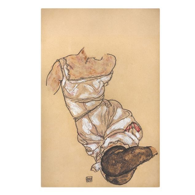 Riproduzioni quadri Egon Schiele - Torso femminile in biancheria intima e calze nere