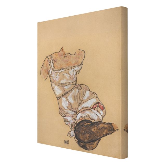 Quadri nudi Egon Schiele - Torso femminile in biancheria intima e calze nere