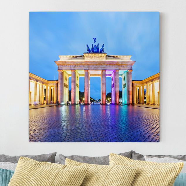 Quadri su tela Berlino Porta di Brandeburgo illuminata