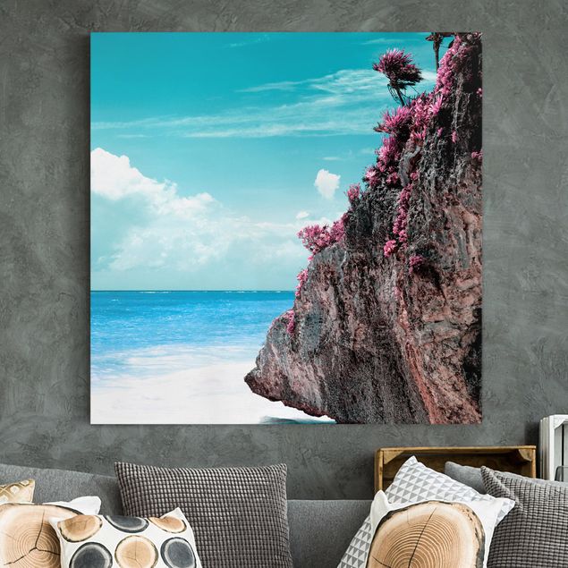 Quadri su tela con spiaggia Roccia nei Caraibi