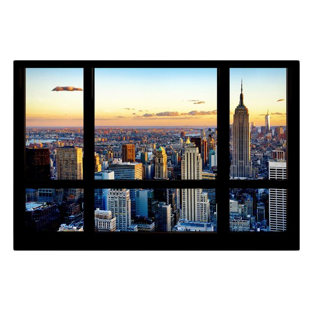 Quadri tridimensionali Vista dalla finestra - Alba di New York