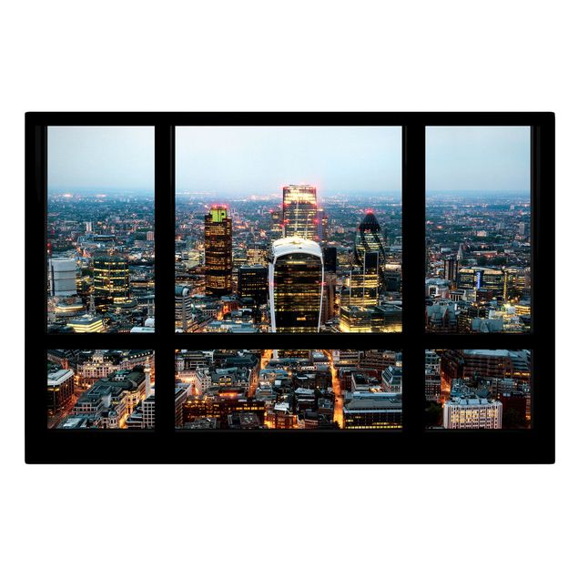 Quadri skyline  Vista dalla finestra dello Skyline di Londra illuminato