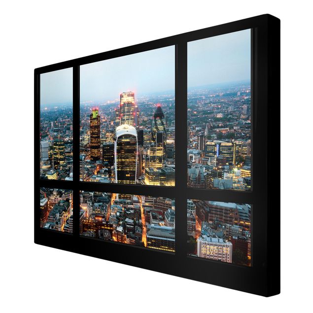 Quadri su tela con architettura e skylines Vista dalla finestra dello Skyline di Londra illuminato