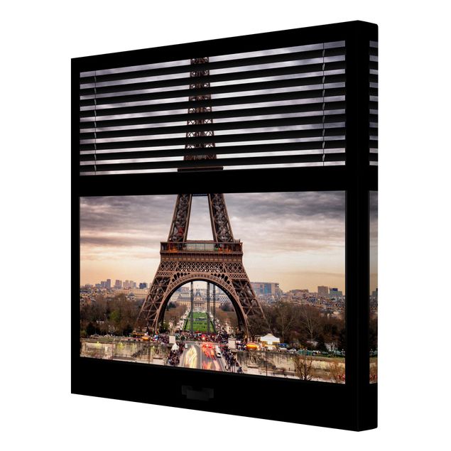 Quadri Vista dalla finestra con tende - Torre Eiffel Parigi