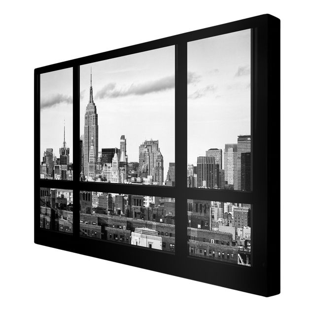 Quadri skyline  Finestra Skyline di Manhattan in bianco e nero