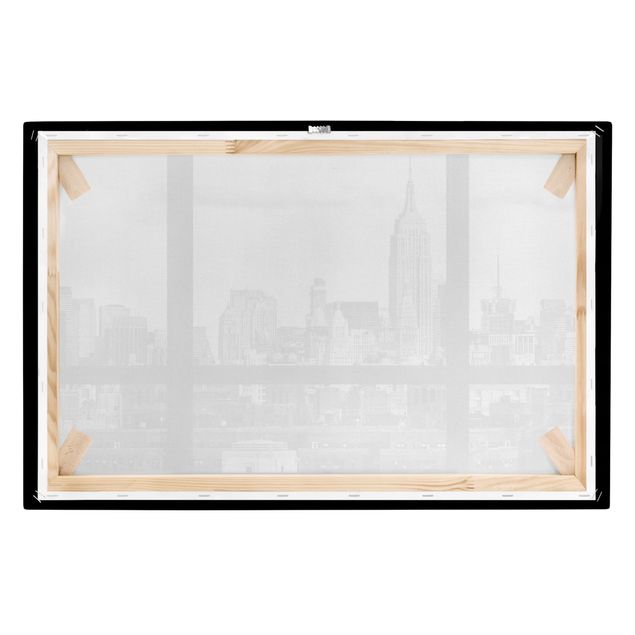 Quadri stampe Finestra Skyline di Manhattan in bianco e nero