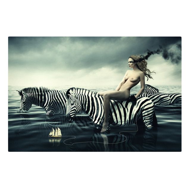 Quadri nudo Donna in posa con le zebre