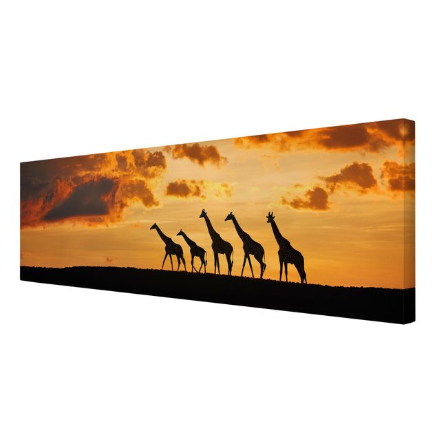 Tele con paesaggi Cinque giraffe