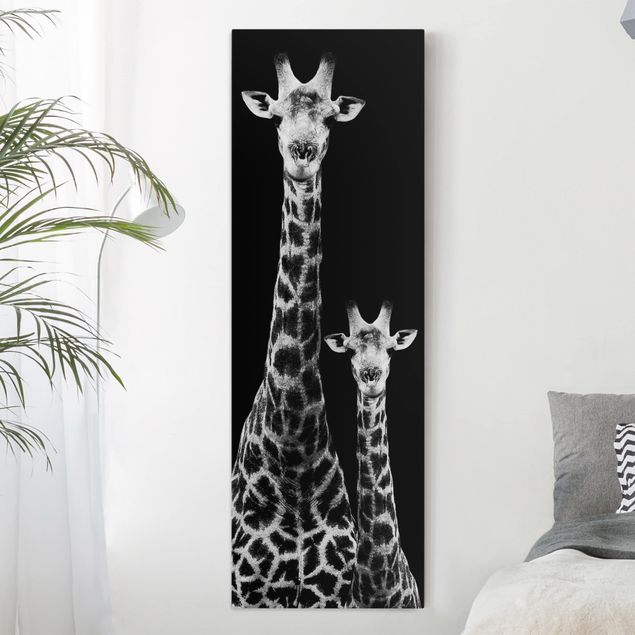 Quadri su tela con giraffe Duo di giraffe in bianco e nero