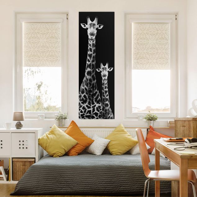 Stampe Duo di giraffe in bianco e nero