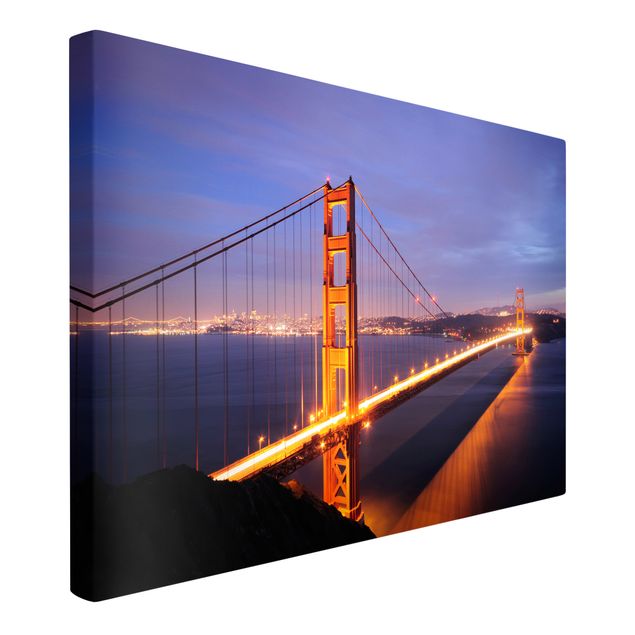 Stampe su tela città Ponte del Golden Gate di notte