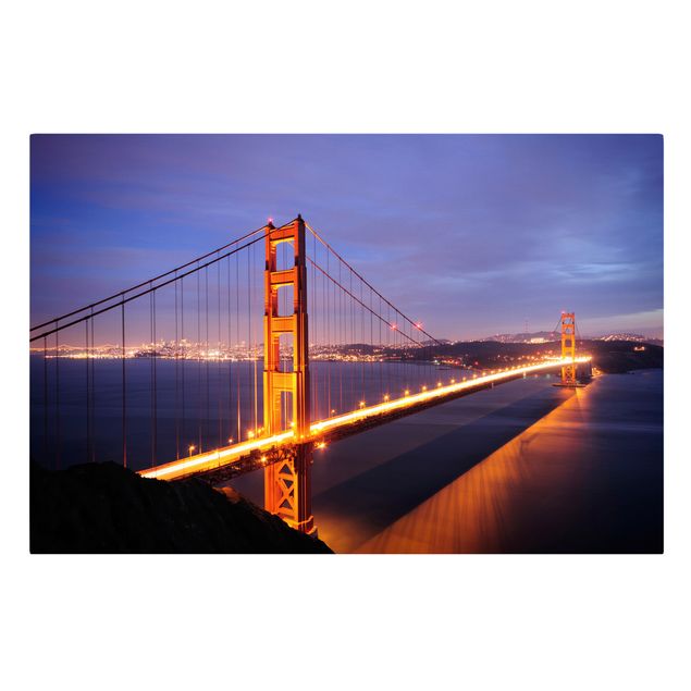 Quadro viola Ponte del Golden Gate di notte