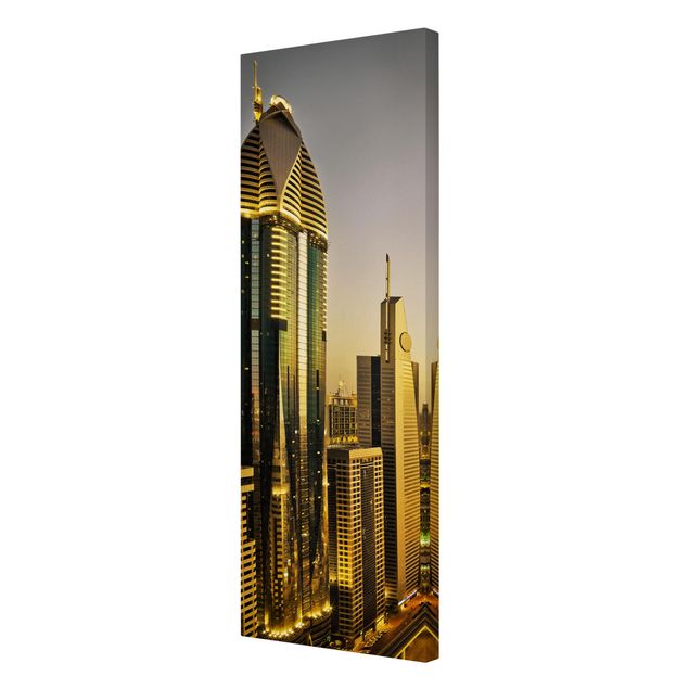 Quadri su tela con architettura e skylines Dubai d'oro