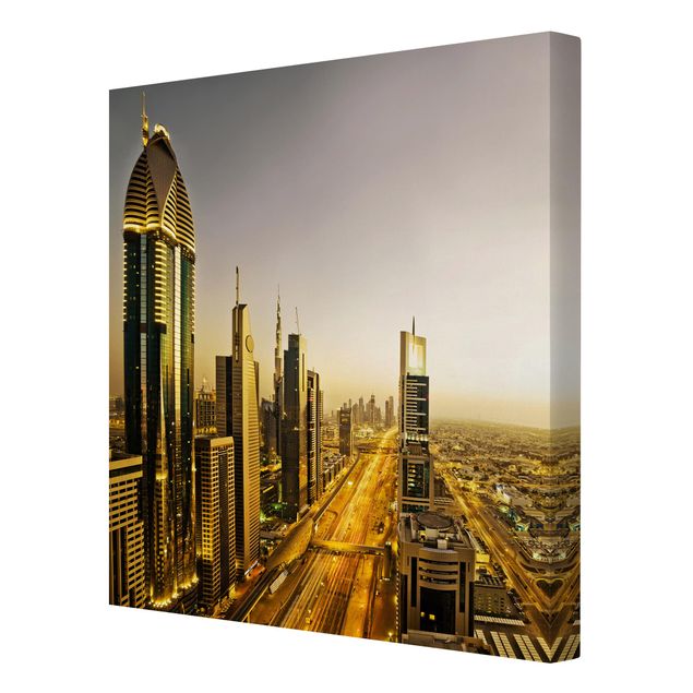 Stampa su tela città Dubai d'oro