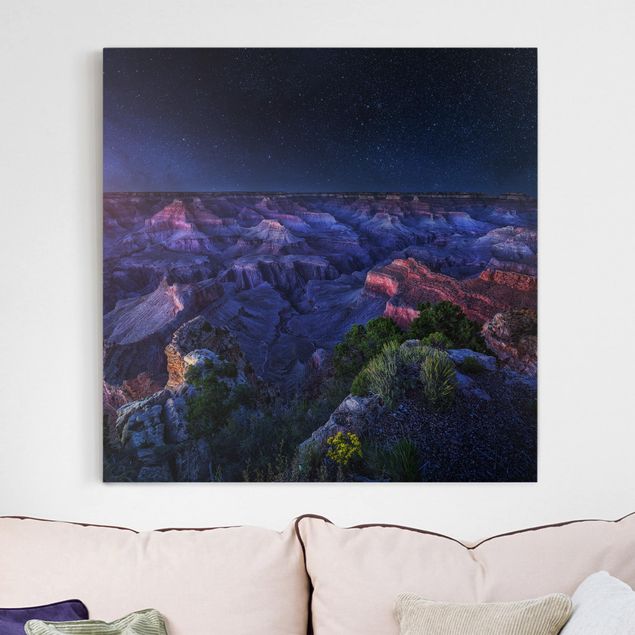 Quadri su tela con montagne Grand Canyon di notte