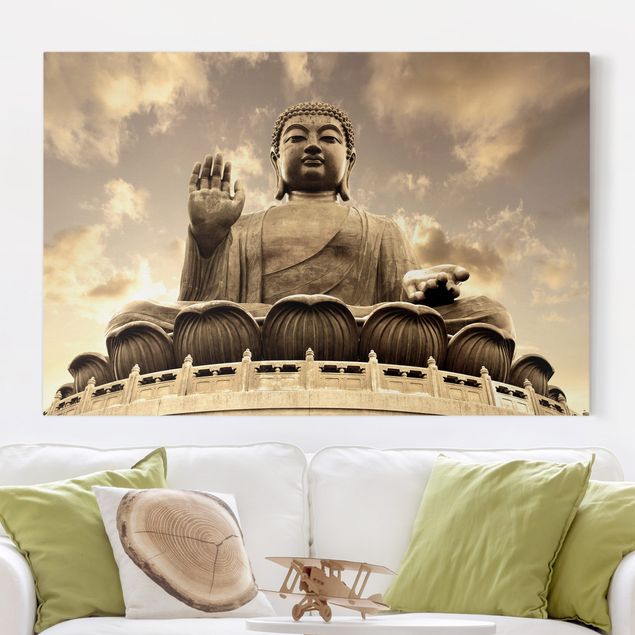Quadri su tela spirituali Grande Buddha in seppia