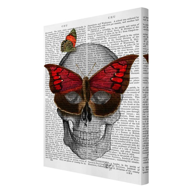 Quadro rosso Lettura spaventosa - Maschera a farfalla