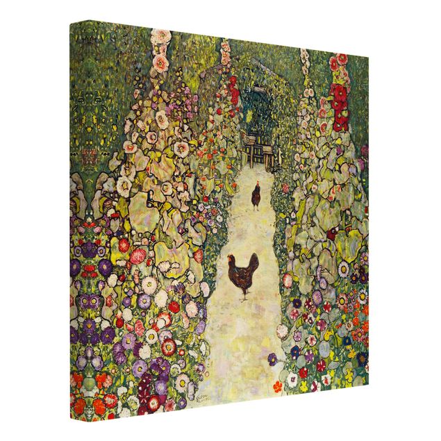 Quadro moderno Gustav Klimt - Sentiero del giardino con galline