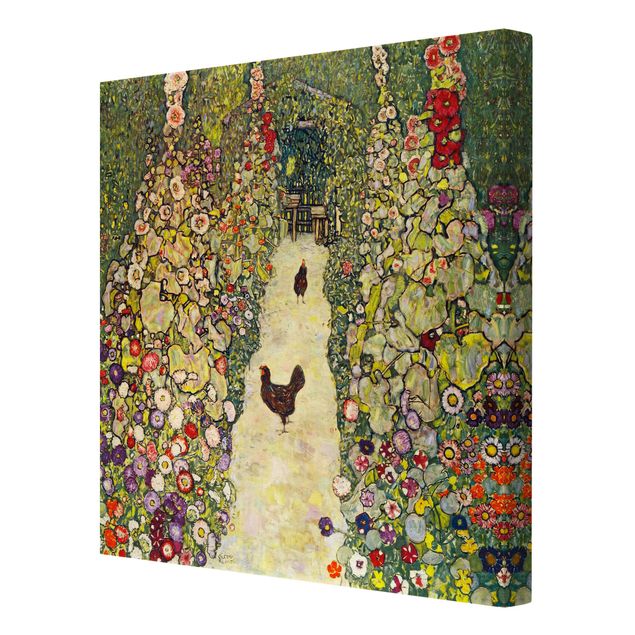 Riproduzioni quadri famosi Gustav Klimt - Sentiero del giardino con galline