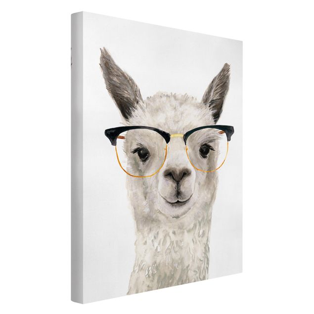 Quadro su tela animali Hip Lama con occhiali I