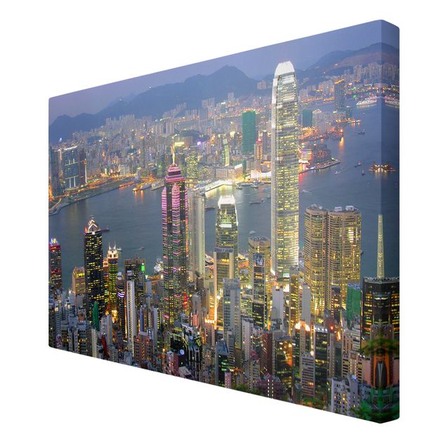 Quadro blu Skyline di Hong Kong