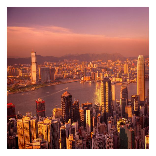 Stampa su tela città Tramonto a Hong Kong