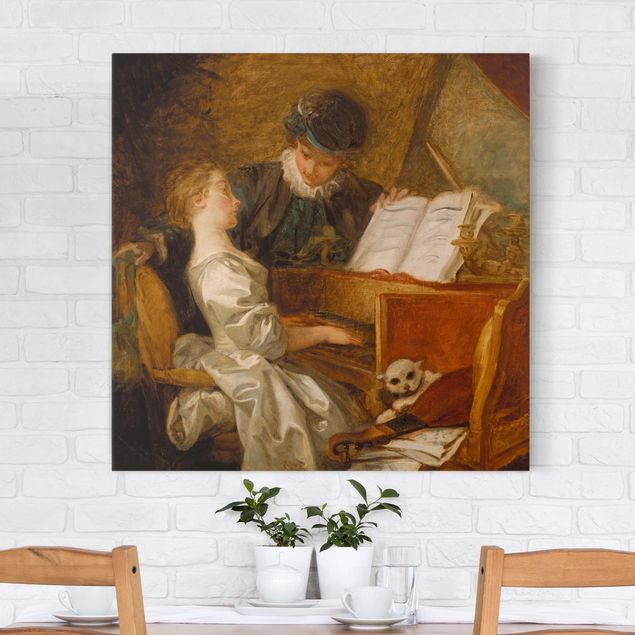 Riproduzioni quadri famosi Jean Honoré Fragonard - Lezione di pianoforte