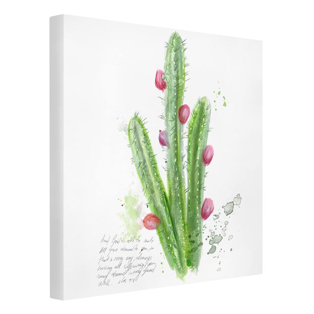 Quadro verde Cactus con versi biblici II