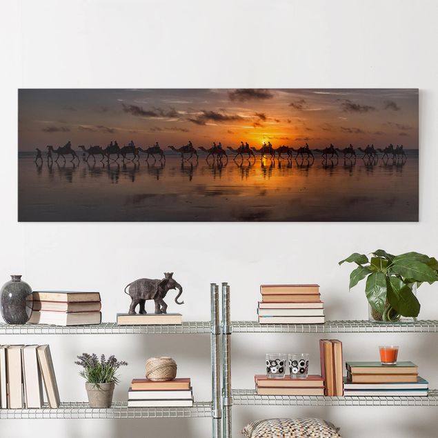 Quadri su tela con tramonto Safari in cammello