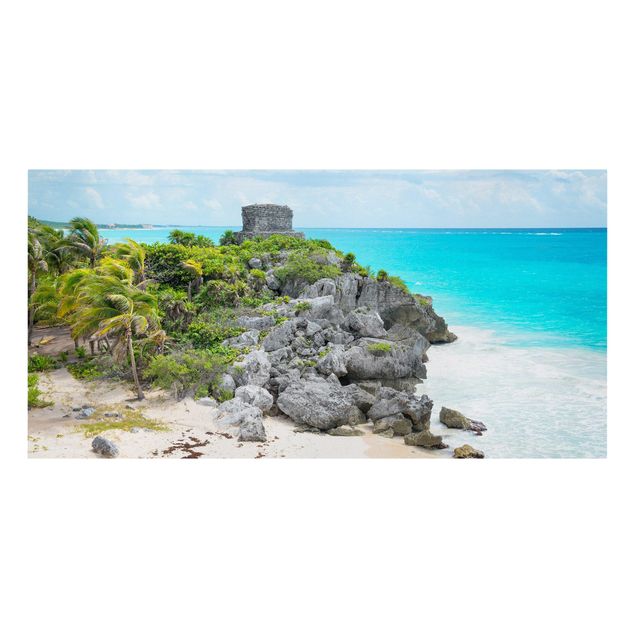 Quadri con spiaggia e mare Costa caraibica, rovine di Tulum
