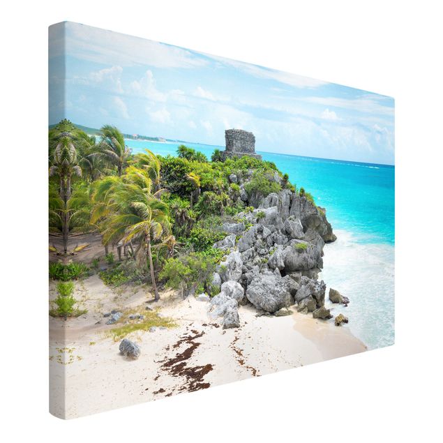 Quadro paesaggio Costa caraibica, rovine di Tulum