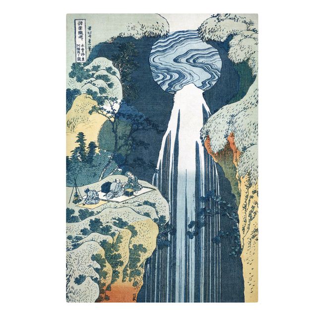 Quadri su tela con cascata Katsushika Hokusai - La cascata di Amida dietro la strada di Kiso