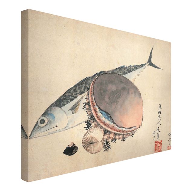 Quadri con pesci Katsushika Hokusai - Sgombri e conchiglie di mare