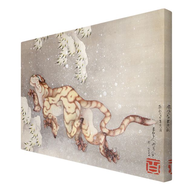 Riproduzione quadri famosi Katsushika Hokusai - Tigre nella tempesta di neve