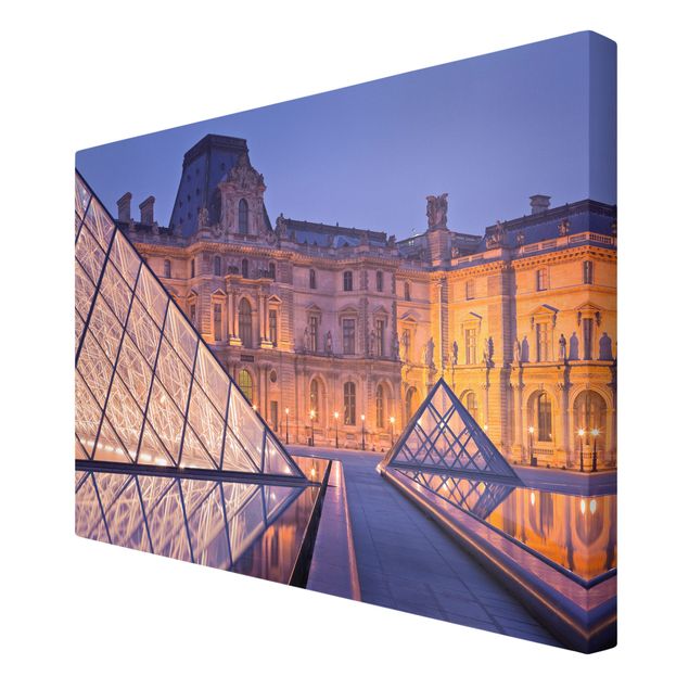 Quadri su tela con architettura e skylines Louvre Parigi di notte