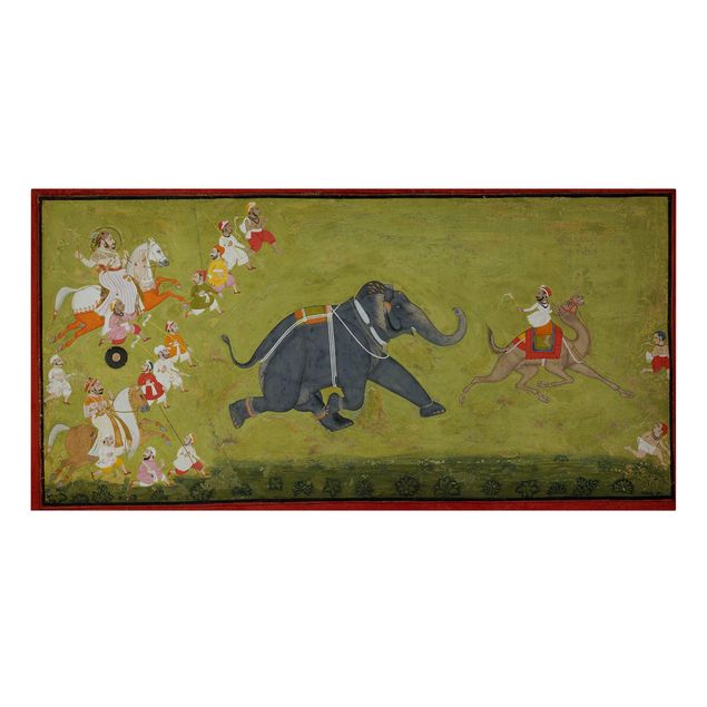 Quadro moderno Il Maharaja Jagat Singh insegue un elefante in fuga