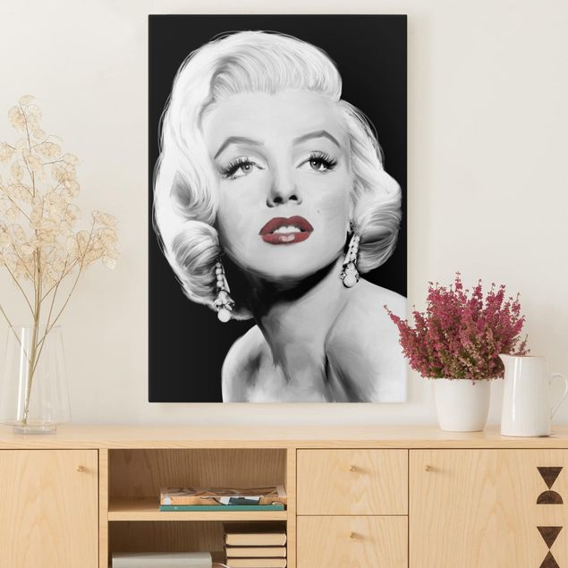 Quadri in bianco e nero Marilyn con gli orecchini