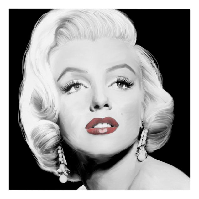 Stampa su tela Marilyn con gli orecchini