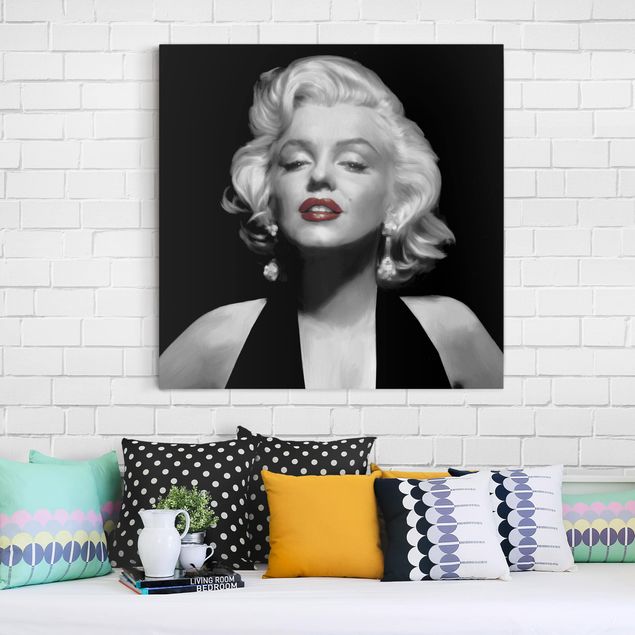 Quadro vintage Marilyn con le labbra rosse