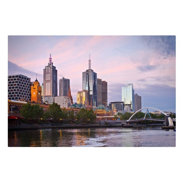 Stampe su tela città Melbourne al tramonto
