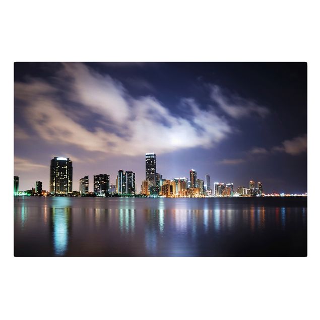 Stampa su tela città Miami di notte