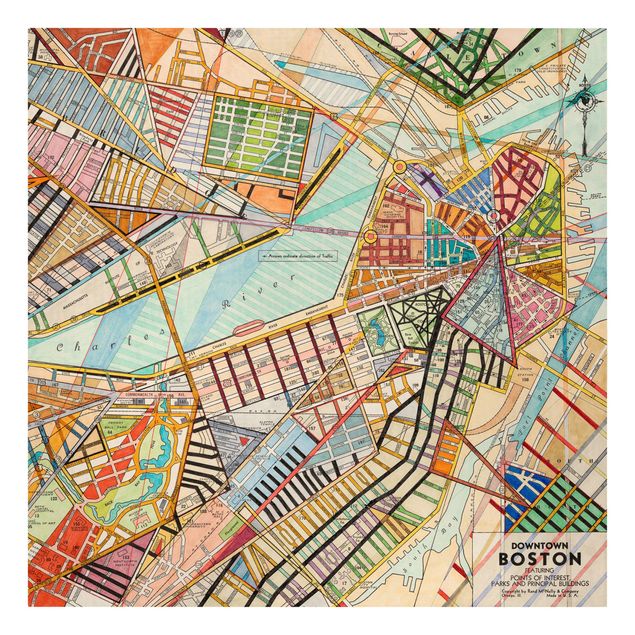 Quadri stampe Mappa moderna di Boston